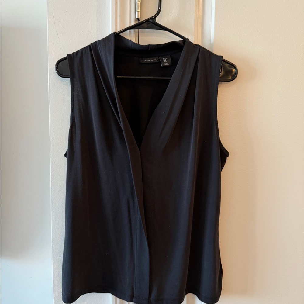 Tahari Black Sleeveless Blouse